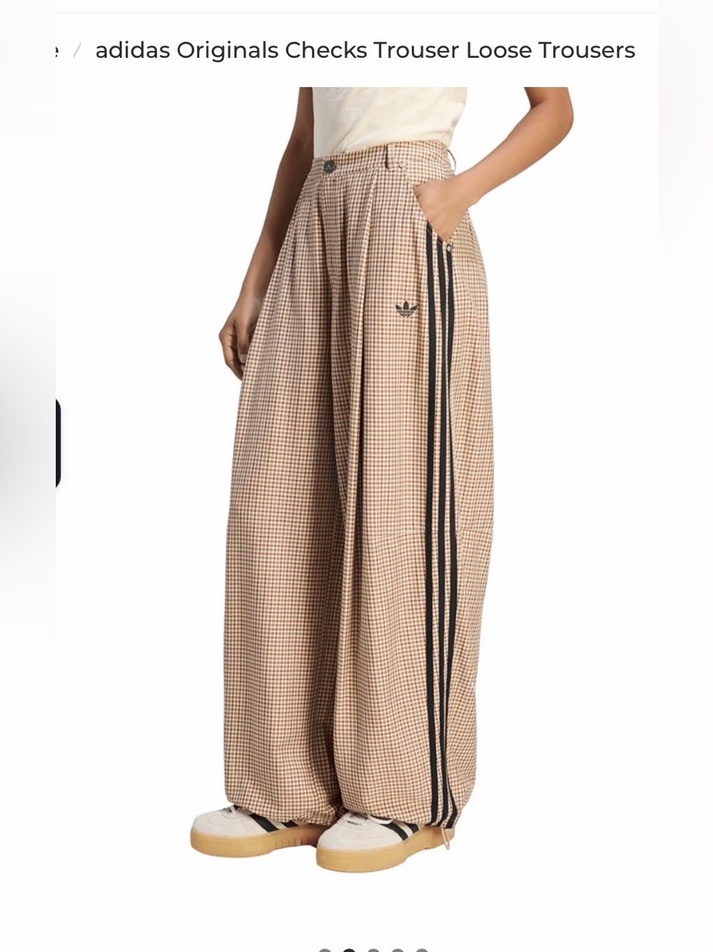 Brand New - adidas Originals Women's Wide Leg Checks Trouser - size Large